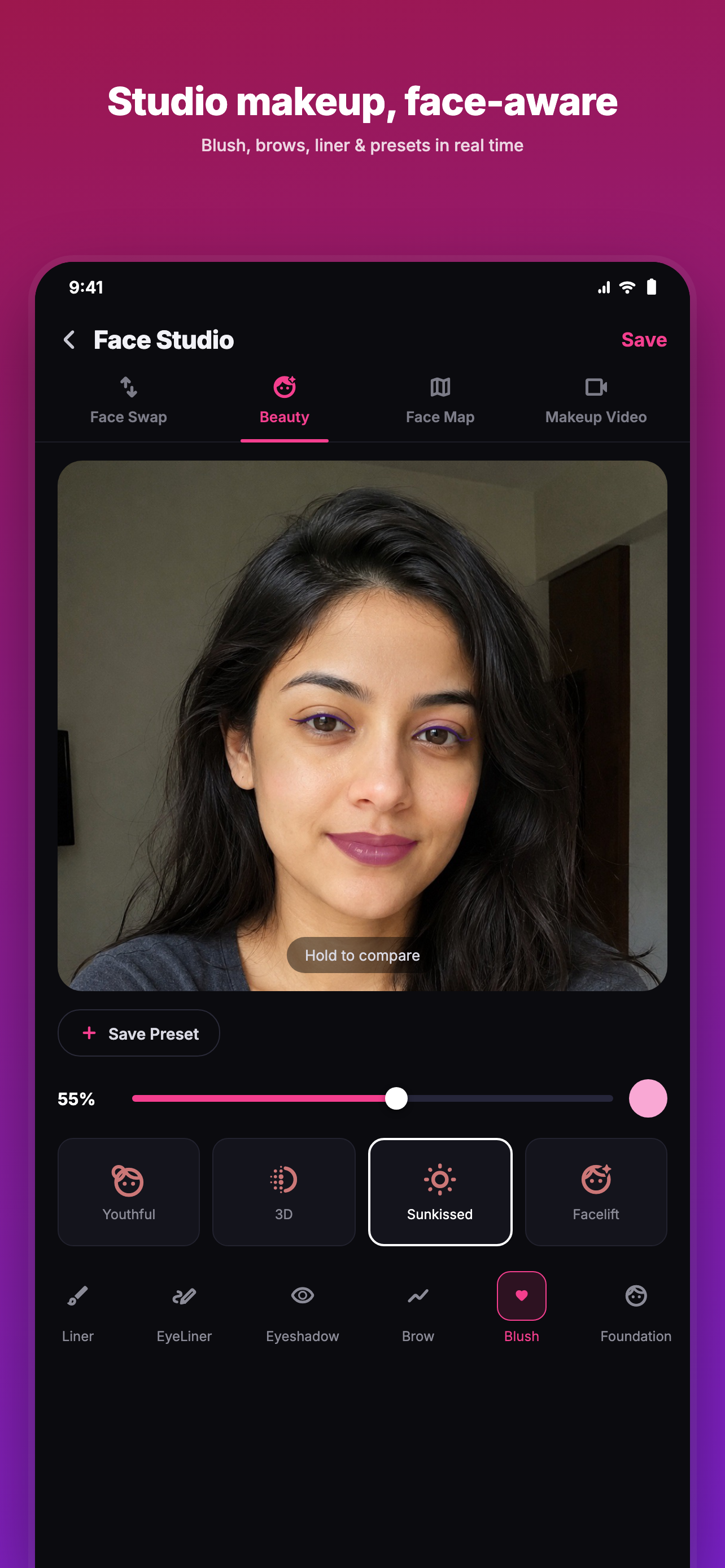 Makeup and beautify screen
