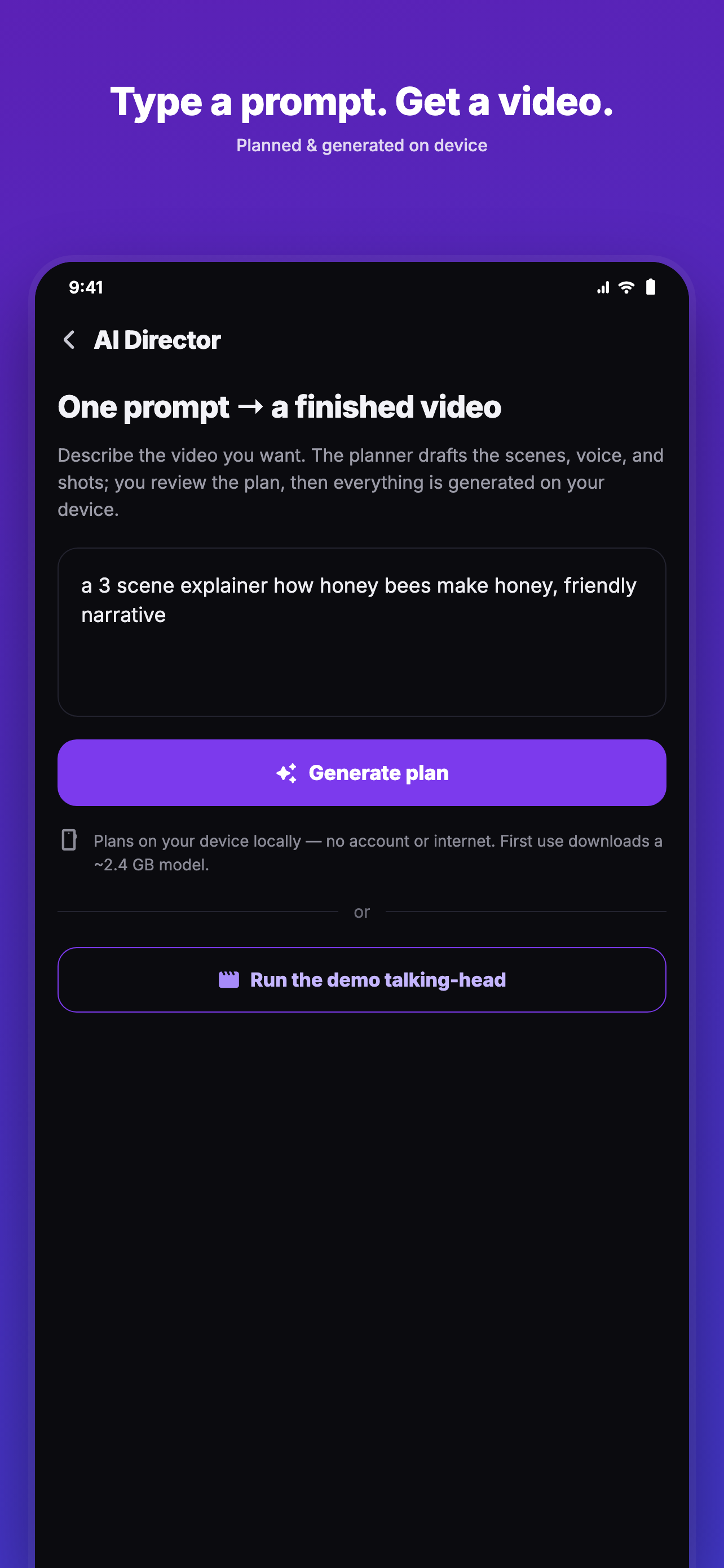 AI Director prompt-to-video screen
