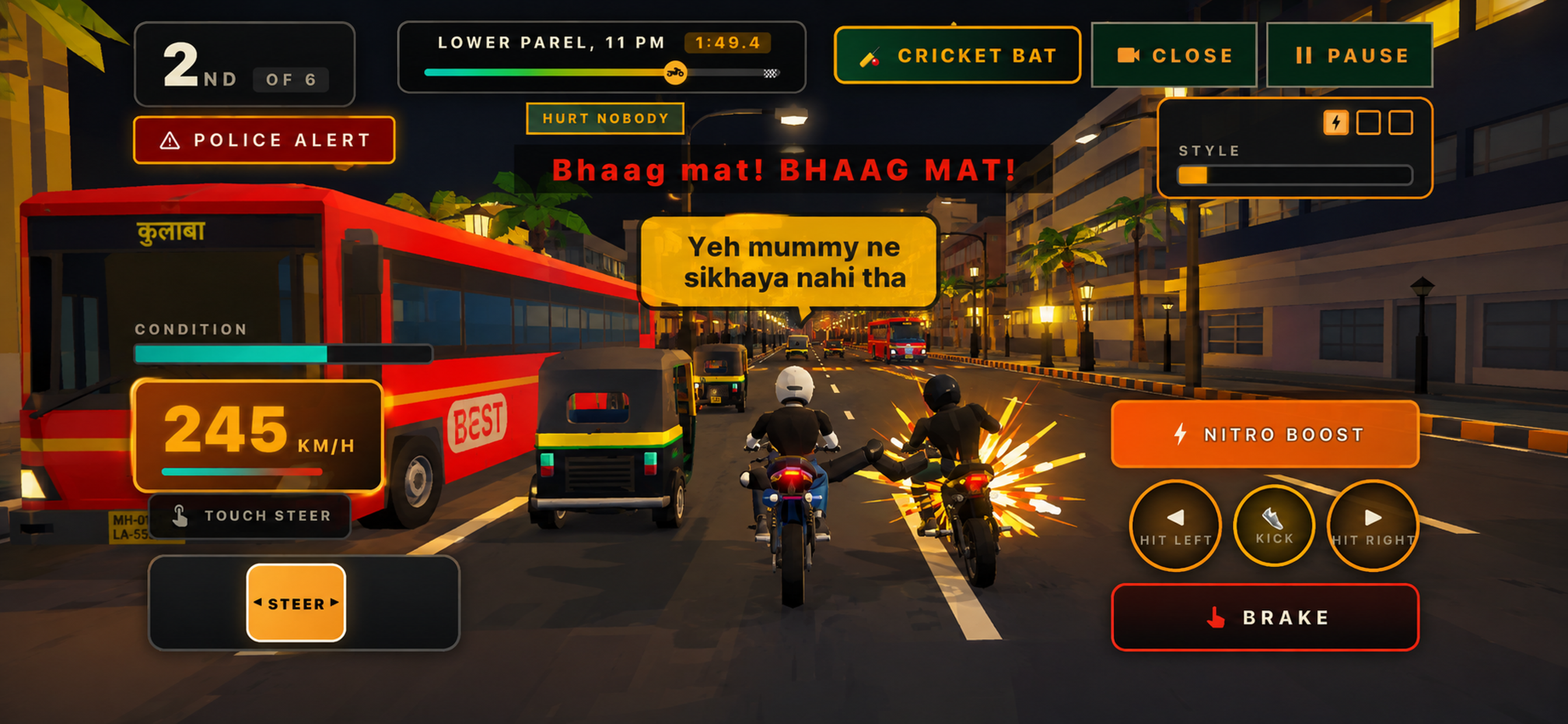 High speed street combat in Mumbai Lower Parel