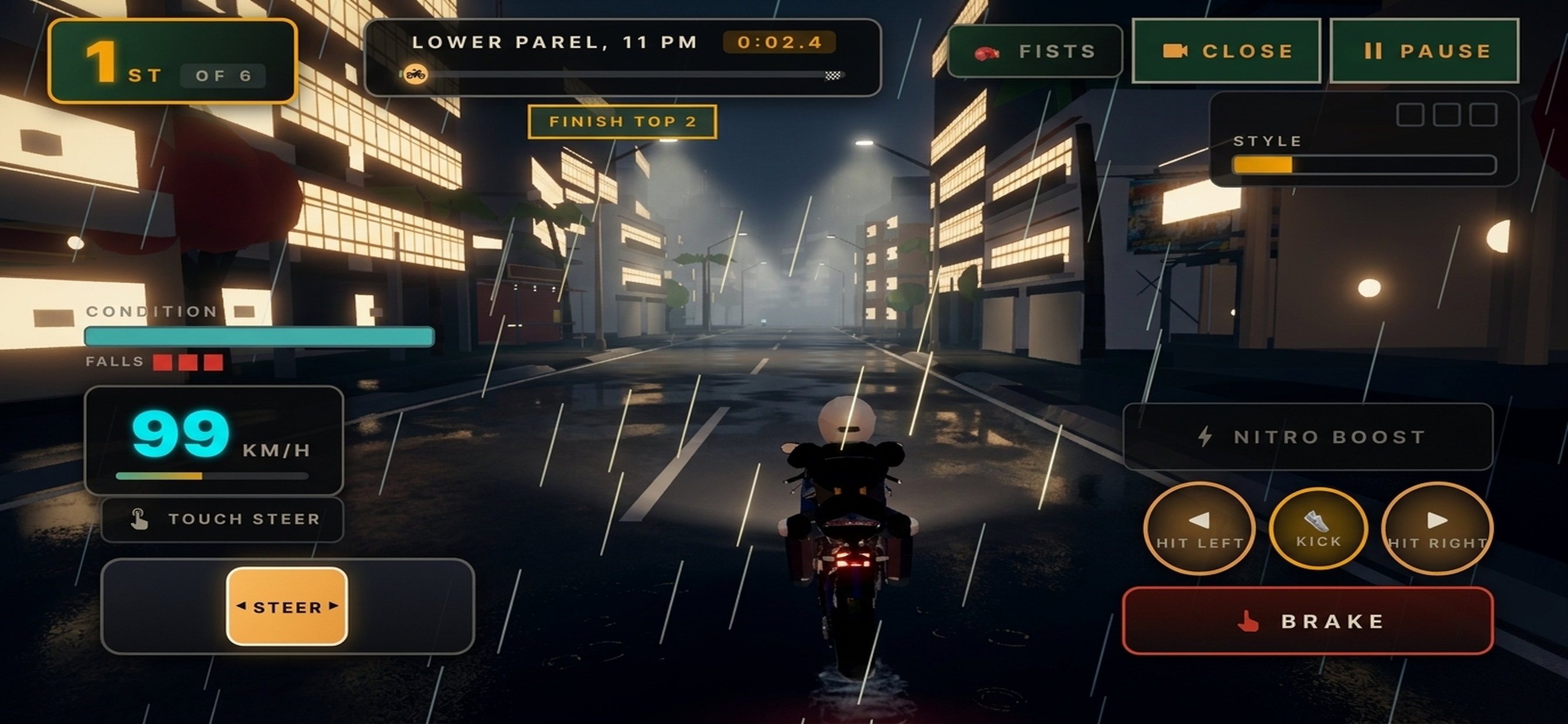 Monsoon night storm street racing in Mumbai